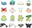 16 Pcs Enamel Pin Brooches for Women Teens Cute Frog Fish Cats Mushroom Hat Brooches Pins Sets for Clothes Bags Backpack