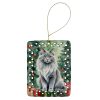 Nebelung Cat By the Christmas Tree Porcelain Ornament Christmas Tree Hanging Decorations for Home Christmas Holiday, Rectangle, Gift, Multicolor