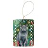 Chartreux Cat By the Christmas Tree Porcelain Ornament Christmas Tree Hanging Decorations for Home Christmas Holiday, Rectangle, Gift, Multicolor