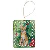 Serengeti Cat By the Christmas Tree Porcelain Ornament Christmas Tree Hanging Decorations for Home Christmas Holiday, Rectangle, Gift, Multicolor