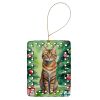 Sokoke Cat By the Christmas Tree Porcelain Ornament Christmas Tree Hanging Decorations for Home Christmas Holiday, Rectangle, Gift, Multicolor