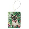 Siamese Cat By the Christmas Tree Porcelain Ornament Christmas Tree Hanging Decorations for Home Christmas Holiday, Rectangle, Gift, Multicolor