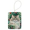 Siberian Cat By the Christmas Tree Porcelain Ornament Christmas Tree Hanging Decorations for Home Christmas Holiday, Rectangle, Gift, Multicolor