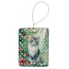 Australian Mist Cat By the Christmas Tree Porcelain Ornament Christmas Tree Hanging Decorations for Home Christmas Holiday, Rectangle, Gift