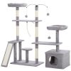 53" Cat Tree, Cat Tower with Scratching Posts, Cat Condo, Beds, Platforms, Toy Balls for Indoor Cats, Light Grey