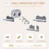 4 PCs 9.3" H Cat Wall Shelves, Pet Wall-mounted Climbing Shelf Set, Kitten Activity Centre with Condo, Cushion, Scratching Post, Jumping Platform