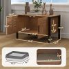 Cat Litter Box Enclosure with Tall Legs, Scratching Board, Dark Brown, 31.5"L x 17.7"W x 19.7"H