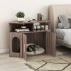 Corner Cat Litter Box Enclosure with Storage Shelves and Double Doors