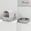 Enclosed Stainless Steel Litter Box, Metal Cat Litter Box with Scoop, Deodorizer Bag, Handle, Easy to Clean