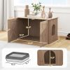 PawHut Hidden Cat Litter Box Enclosure with Ventilated Door, Cat Hole, Cat Washroom, Indoor Cat House, Walnut