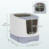 Enclosed Cat Litter Box with Lid, Scoop, Top Entry, Deodorization Bags, Drawer Type Cat Litter Tray, Easy to Clean, Grey
