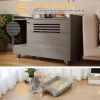 Gray Cat Litter Box Enclosure,Hidden Litter Box Furniture with top side fence,Wooden Pet House Side End Table, Storage Cabinet Bench for Living Room,