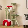 61 Inches Cute Christmas Cat Tree with Sisal Scratching Posts and 2 Condos