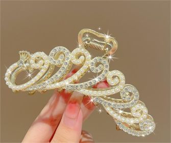 French Vintage Metal Hair Grab Rhinestone Grab Clip Hair Accessories Set (Color: 2)