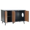 Litter Box Enclosure, Cat Litter Box Furniture with Hidden Plug, 3 Doors,Indoor Cat Washroom Storage Bench Side Table Cat House